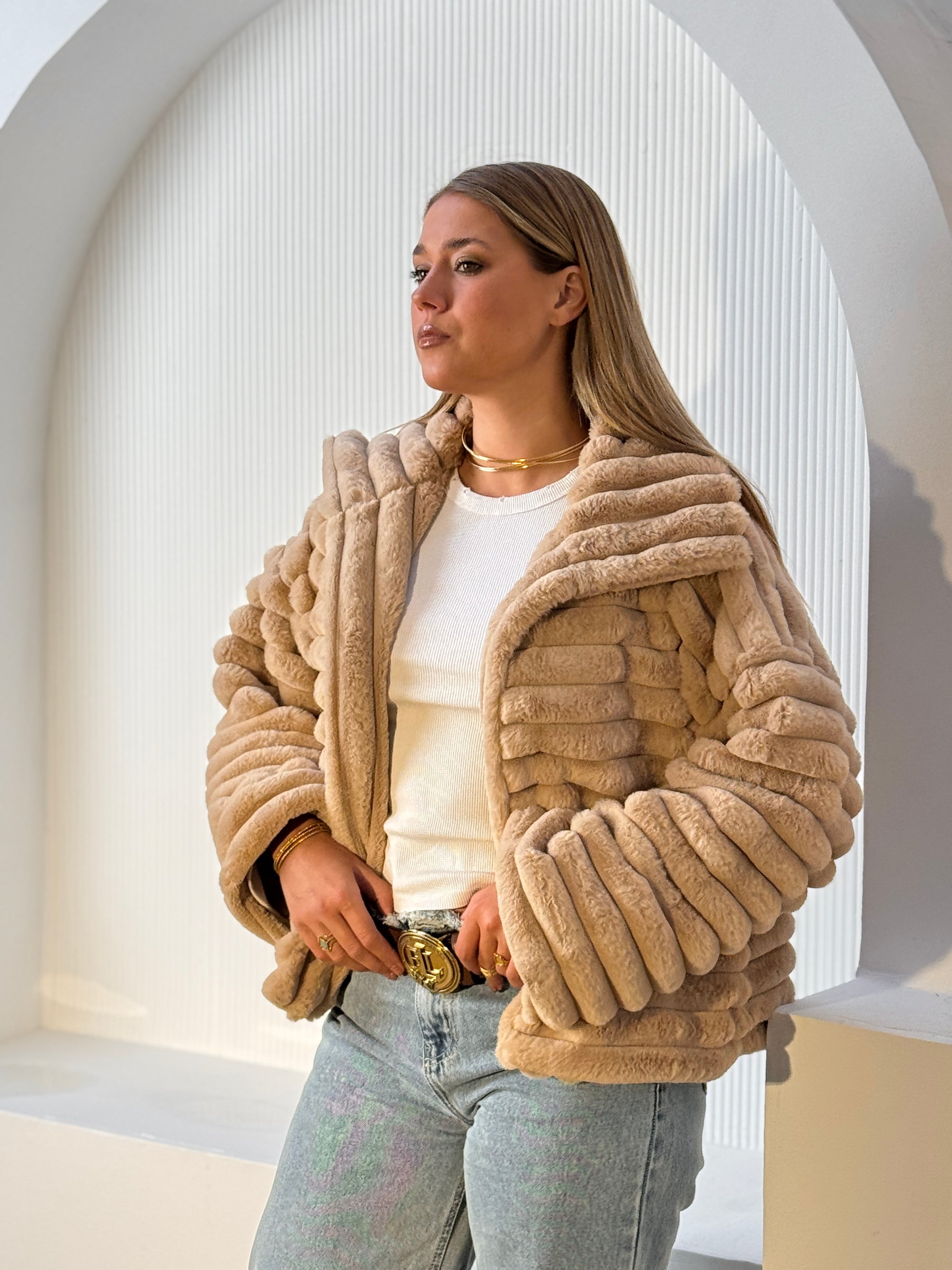 FUR JACKET IN BEIGE