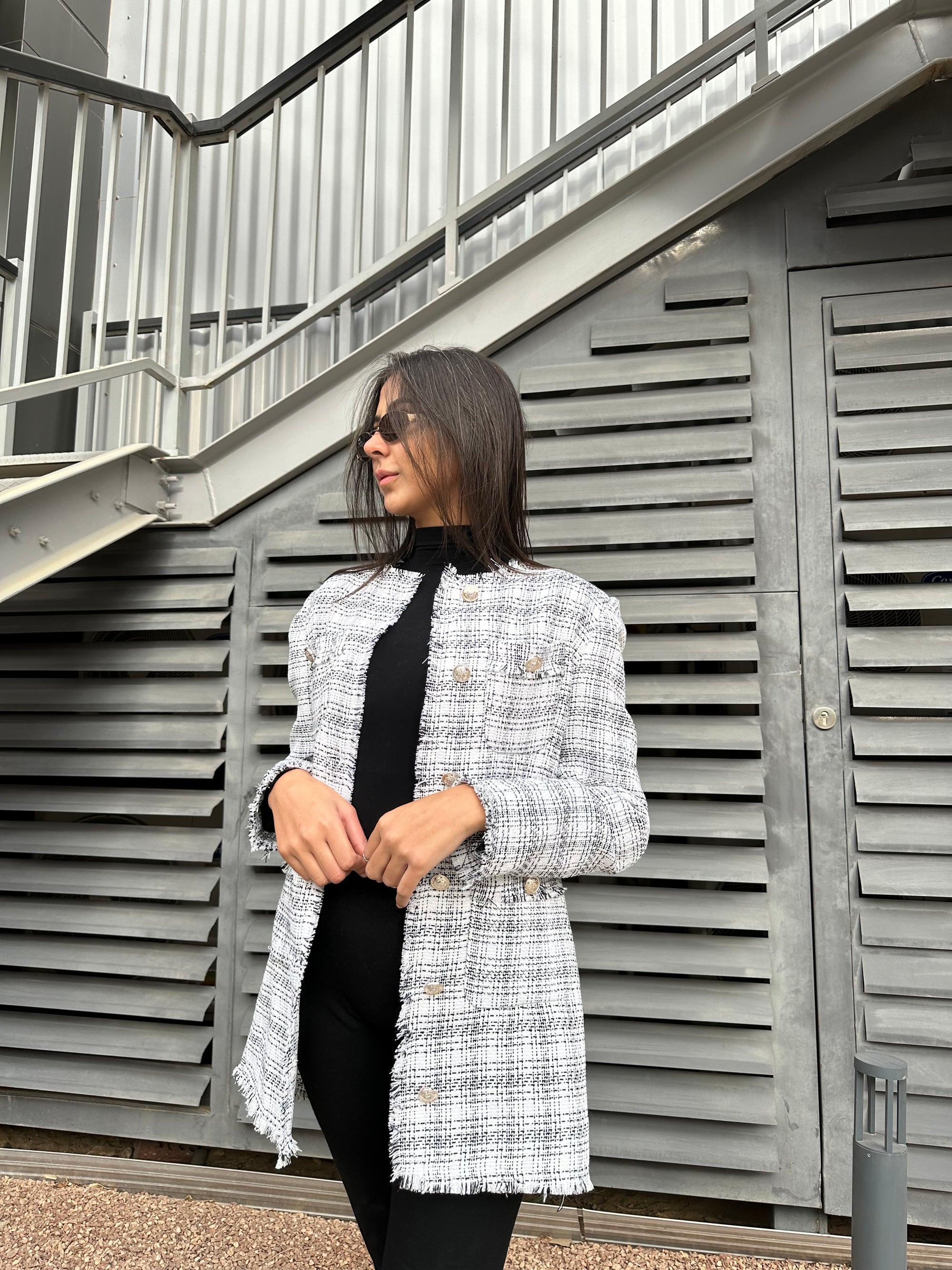 TWEED BLAZER IN WHITE