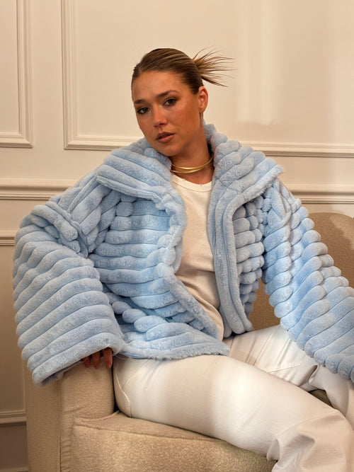 FUR JACKET IN BABY BLUE