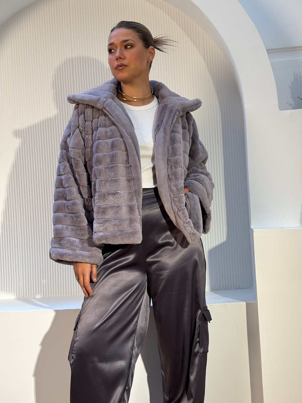 FUR JACKET IN GREY