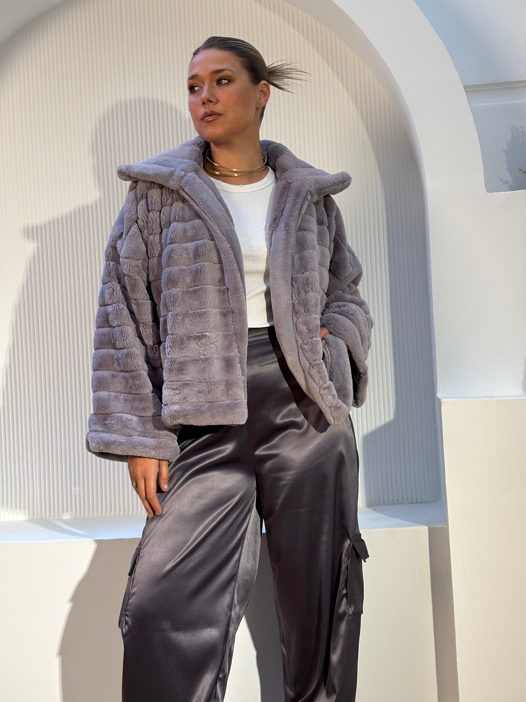 FUR JACKET IN GREY