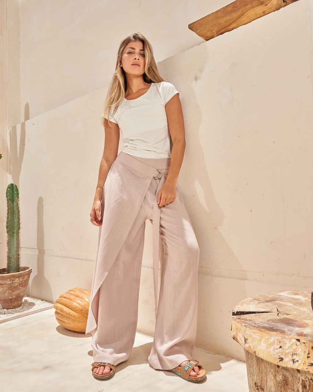 VIRA WRAP PANTS IN BEIGE